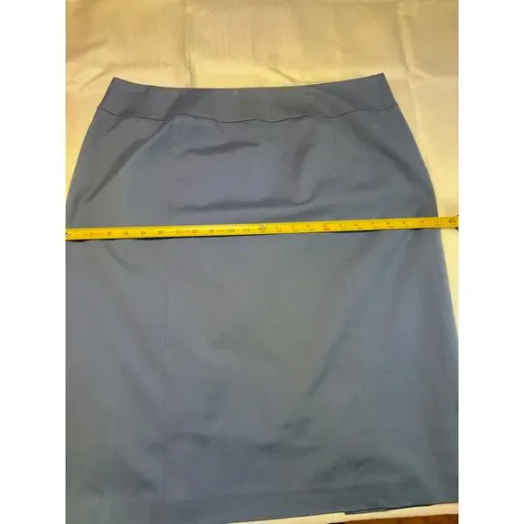 Lafayette 148 Navy Cotton Blend Skirt with Double Back Slit Size 16 - Picture 6 of 13